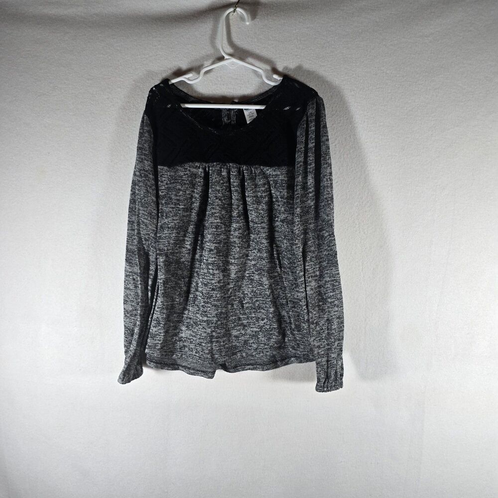 Girls Old Navy Long Sleeve T-Shirt Top Size L 10-12 Gray Causal Blouse